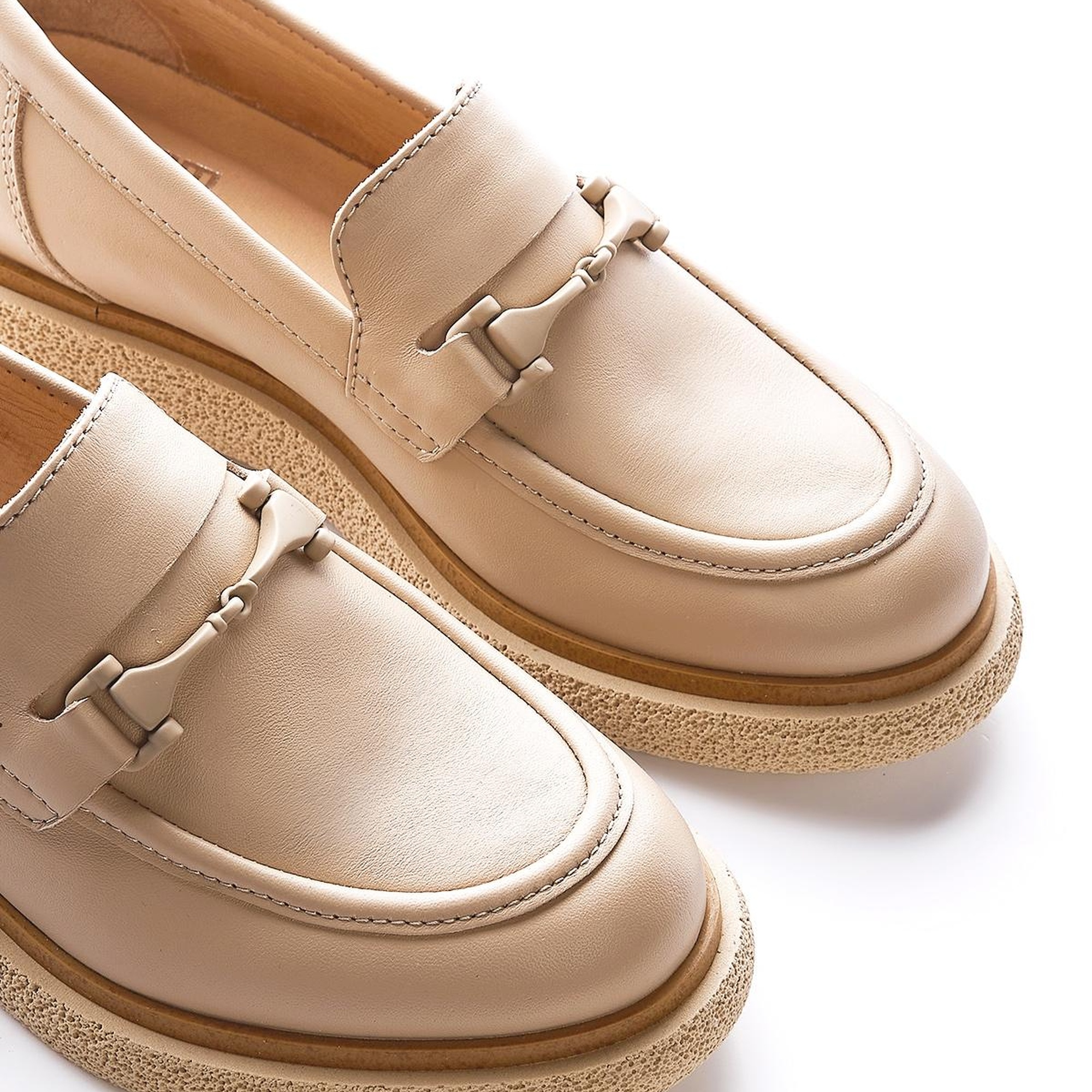 Valmenti Pura Kadın Nude Hakiki Deri Loafer Ayakkabı