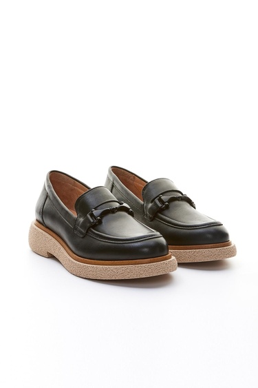  Valmenti Pura Kadın Siyah Hakiki Deri Loafer Ayakkabı