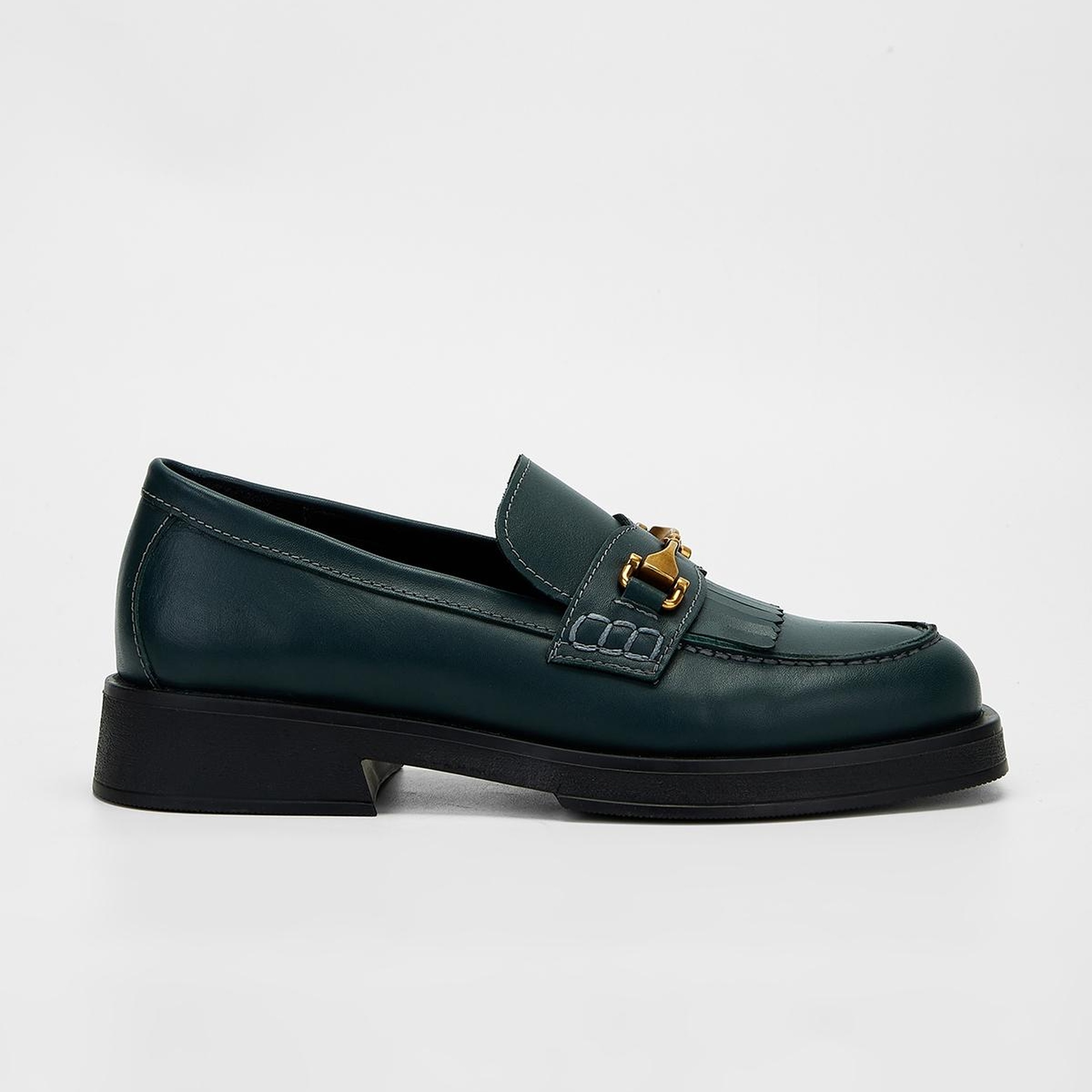 Valmenti Situla Kadın Petrol Hakiki Deri Loafer Ayakkabı