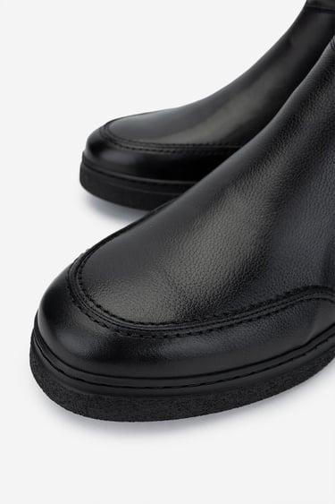  Valmenti Erkek Hakiki Deri Siyah Casual Bot