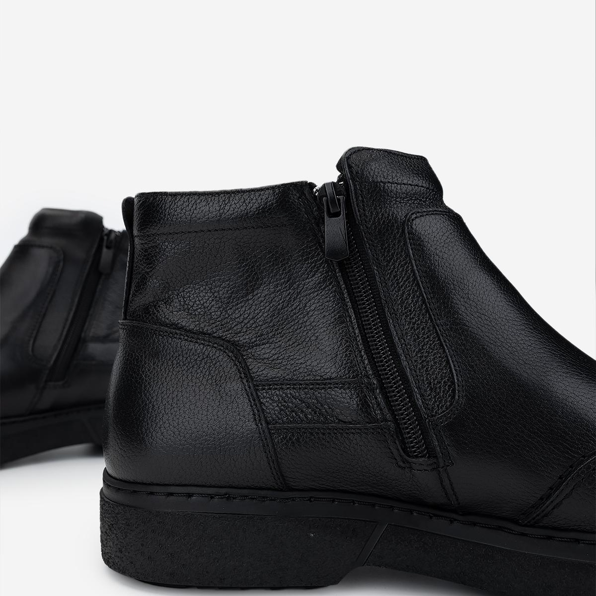 Valmenti Erkek Hakiki Deri Siyah Casual Bot