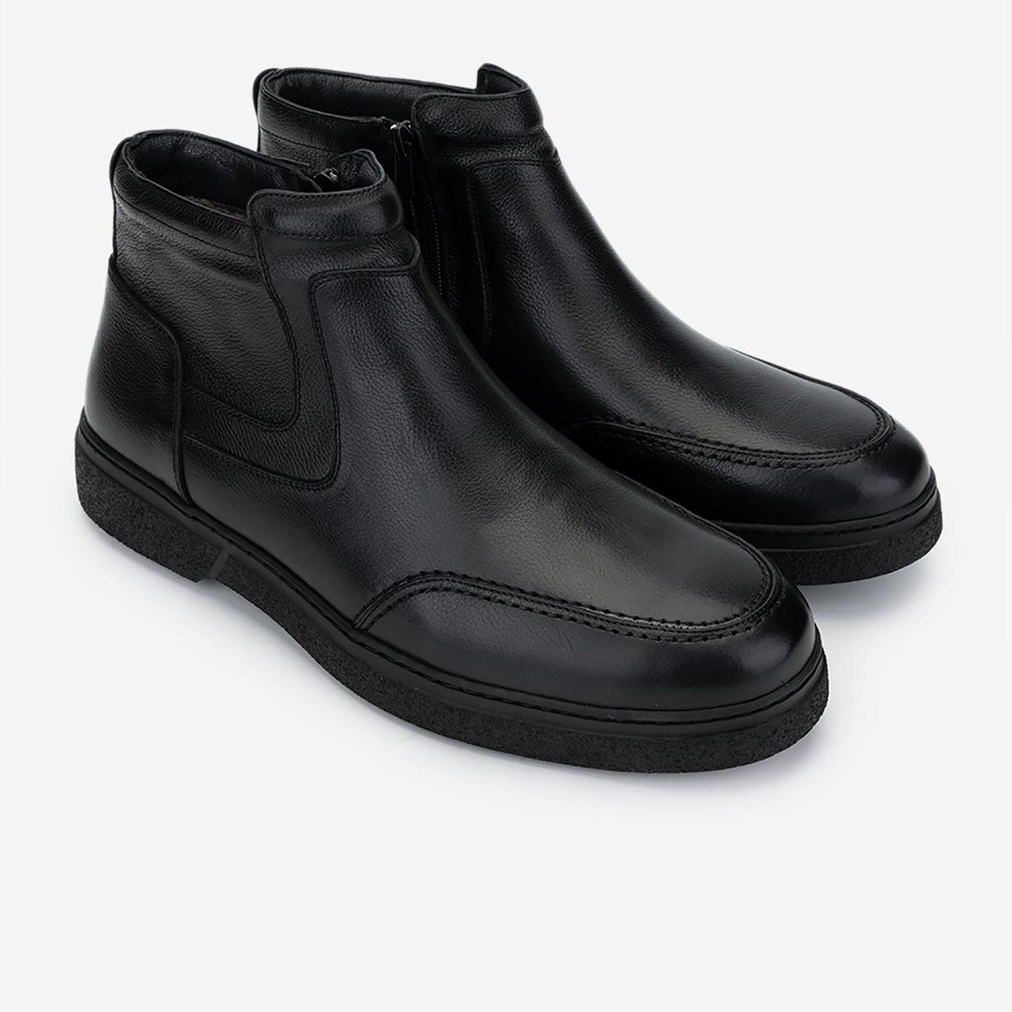 Valmenti Erkek Hakiki Deri Siyah Casual Bot