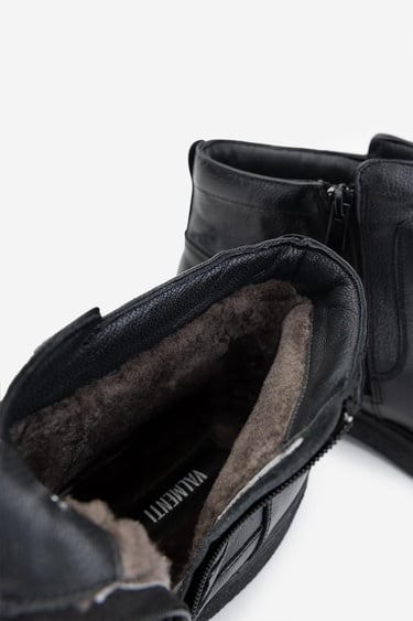  Valmenti Erkek Hakiki Deri Siyah Casual Bot