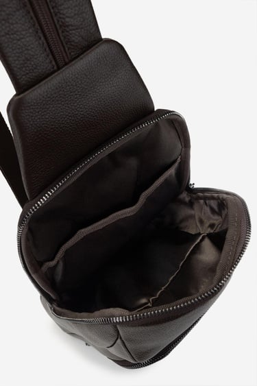  Valmenti Erkek Hakiki Deri Kahverengi Body Bag Çanta