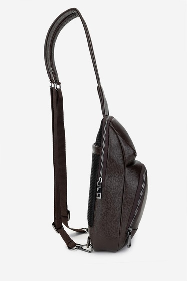  Valmenti Erkek Hakiki Deri Kahverengi Body Bag Çanta