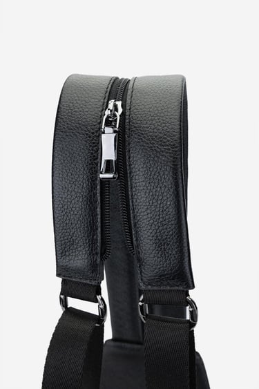  Valmenti Erkek Hakiki Deri Siyah Deri Body Bag Çanta