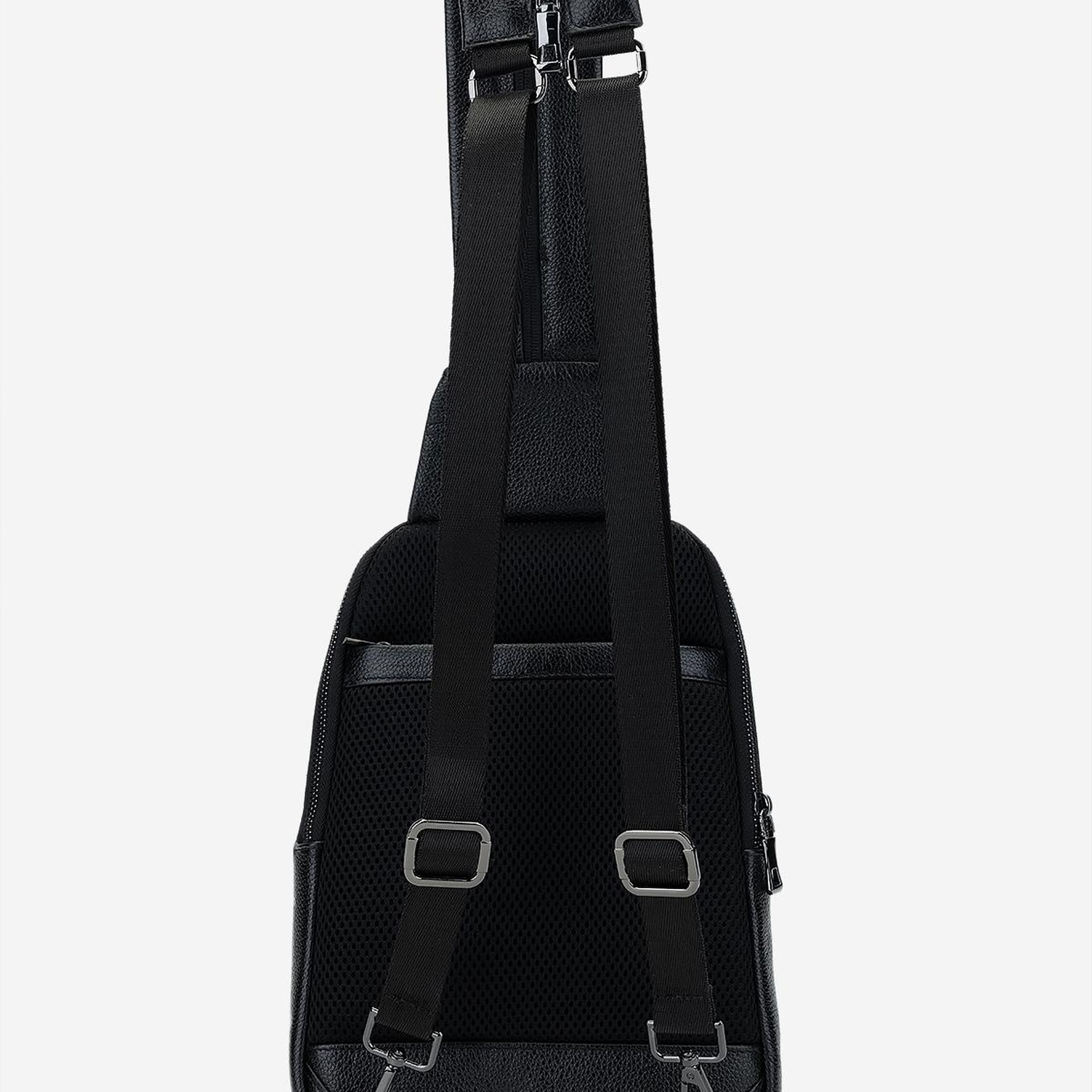 Valmenti Erkek Hakiki Deri Siyah Deri Body Bag Çanta