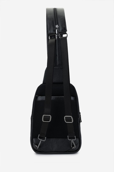  Valmenti Erkek Hakiki Deri Siyah Deri Body Bag Çanta