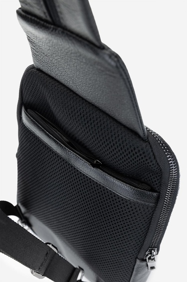  Valmenti Erkek Hakiki Deri Siyah Deri Body Bag Çanta