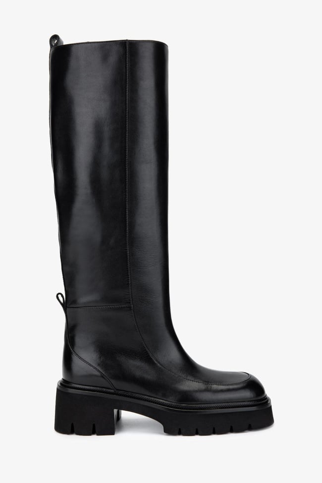  Valmenti Kadın Hakiki Deri Siyah Deri Casual Çizme