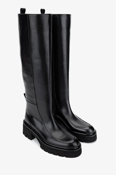  Valmenti Kadın Hakiki Deri Siyah Deri Casual Çizme