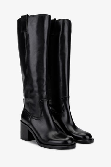  Valmenti Kadın Hakiki Deri Siyah Deri Casual Çizme