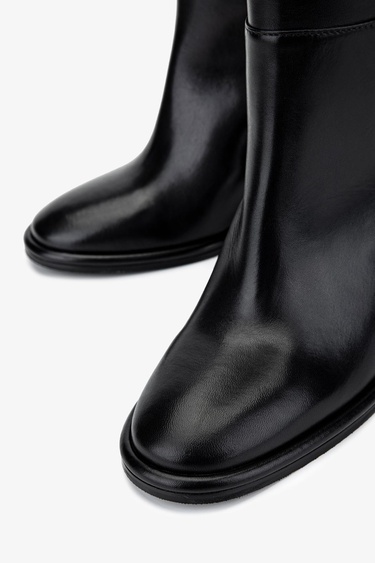  Valmenti Kadın Hakiki Deri Siyah Deri Casual Çizme