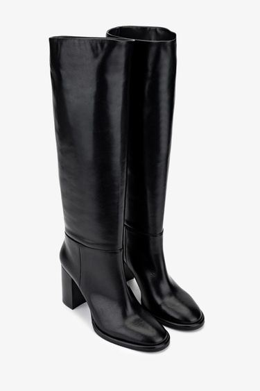  Valmenti Kadın Hakiki Deri Siyah Deri Casual Çizme