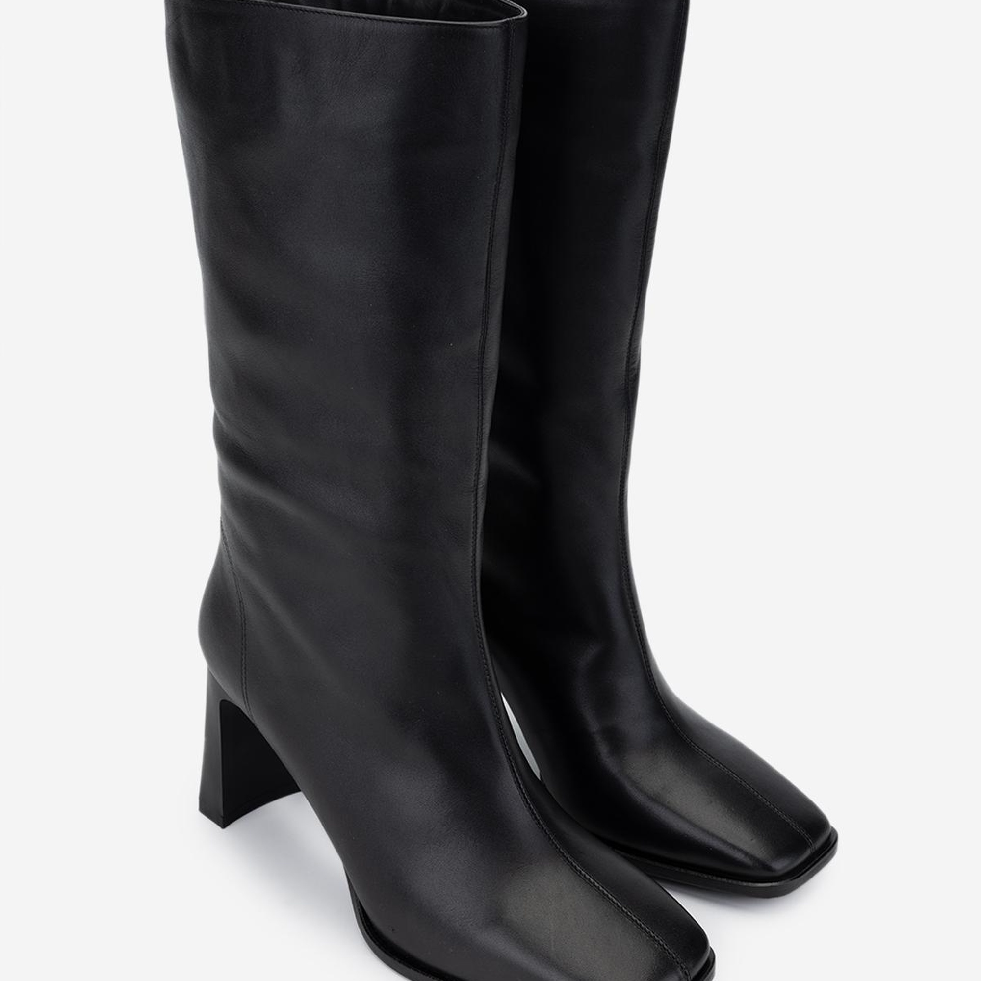 Valmenti Kadın Siyah Deri Topuklu Çizme