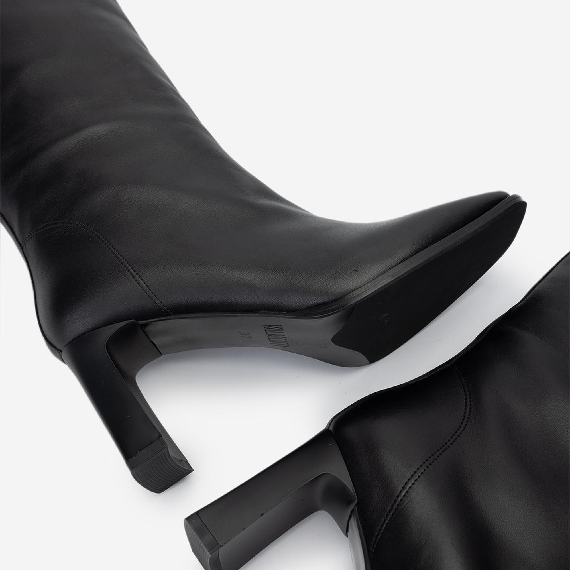 Valmenti Kadın Siyah Deri Topuklu Çizme