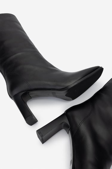  Valmenti Kadın Siyah Deri Topuklu Çizme