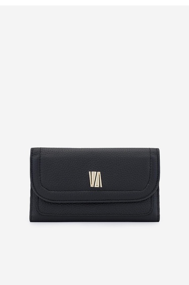  Valmenti Essento Kadın Siyah Floter Hakiki Deri Cuzdan,Kartlık,Anahtarlık