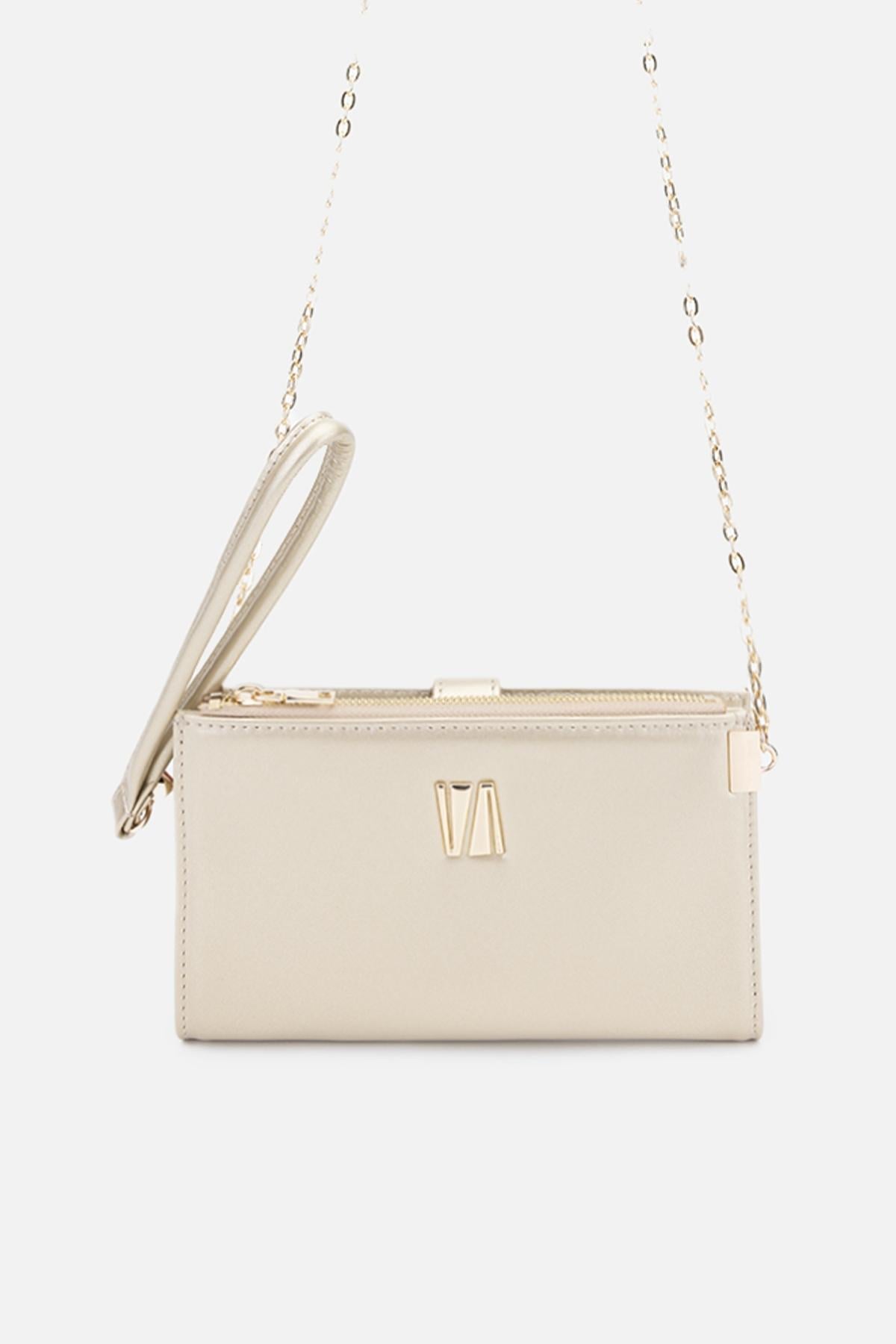  Valmenti Janti Kadın Altın Hakiki Deri El Çantası