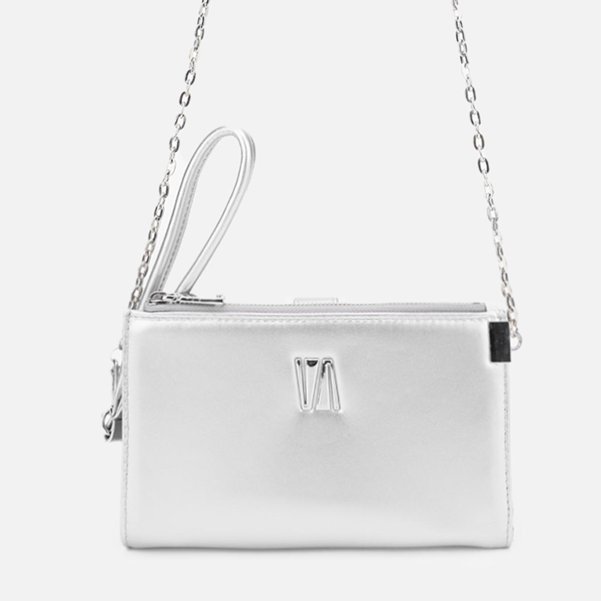 Valmenti Janti Kadın Gümüş Hakiki Deri El Çantası