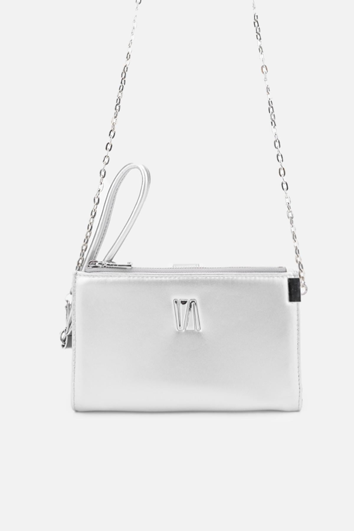  Valmenti Janti Kadın Gümüş Hakiki Deri El Çantası