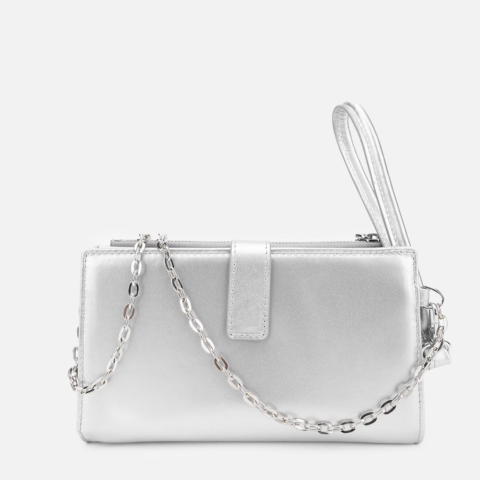 Valmenti Janti Kadın Gümüş Hakiki Deri El Çantası