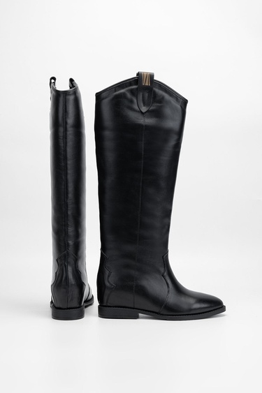  Valmenti Kadın Siyah Hakiki Deri Çizme