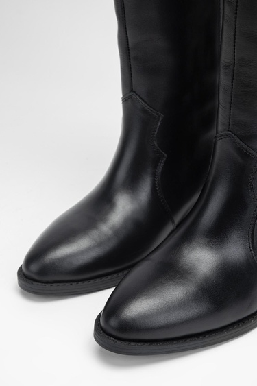  Valmenti Kadın Siyah Hakiki Deri Çizme