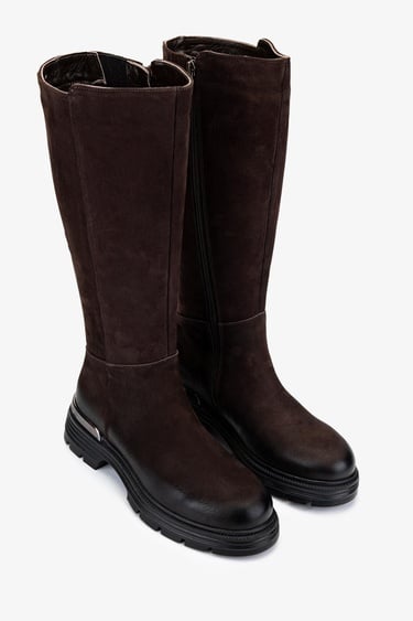  Valmenti Kadın Hakiki Deri Kahverengi Nubuk Casual Çizme