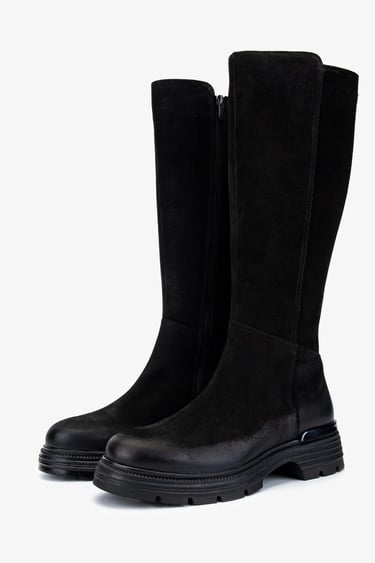  Valmenti Kadın Hakiki Deri Siyah Nubuk Casual Çizme