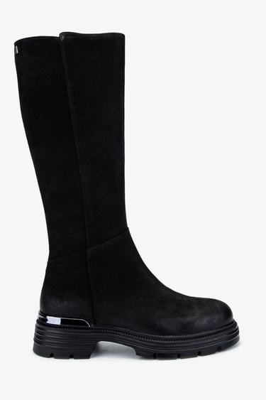  Valmenti Kadın Hakiki Deri Siyah Nubuk Casual Çizme