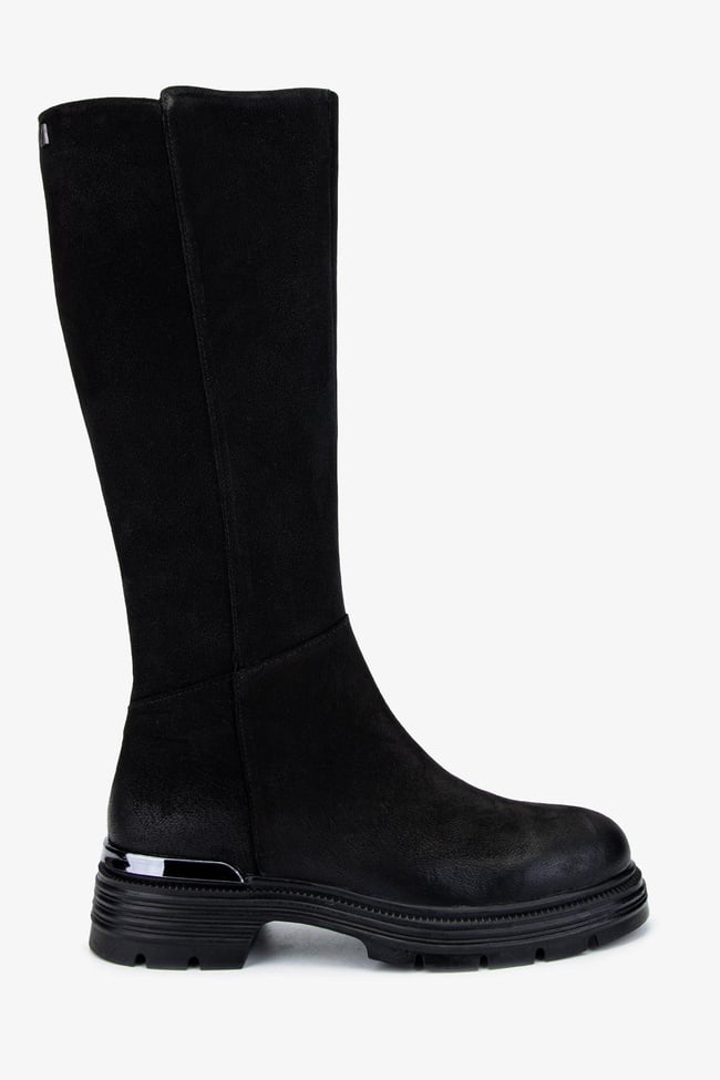  Valmenti Kadın Hakiki Deri Siyah Nubuk Casual Çizme