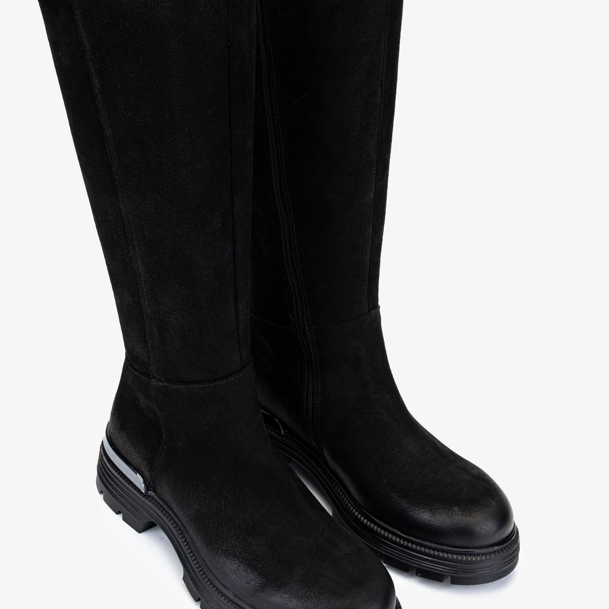 Valmenti Kadın Hakiki Deri Siyah Nubuk Casual Çizme