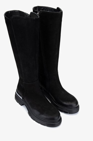  Valmenti Kadın Hakiki Deri Siyah Nubuk Casual Çizme