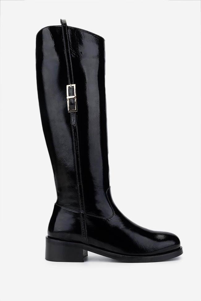  Valmenti Kadın Siyah Rugan Casual Çizme