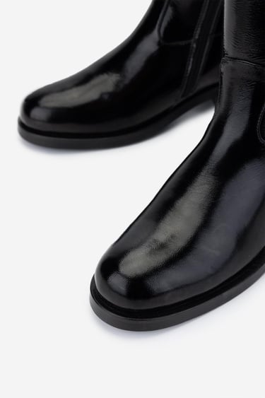  Valmenti Kadın Siyah Rugan Casual Çizme