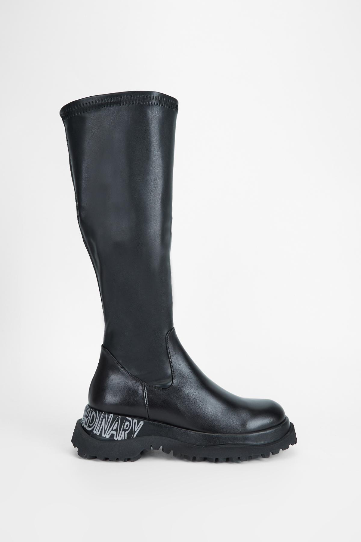  Valmenti Kadın Siyah Hakiki Deri Çizme