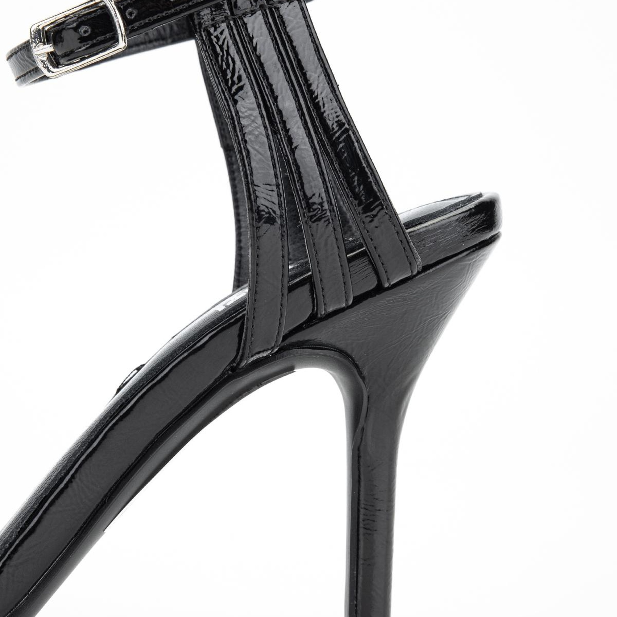 Valmenti Zeno Kadın Siyah Metalik Hakiki Deri Topuklu Sandalet