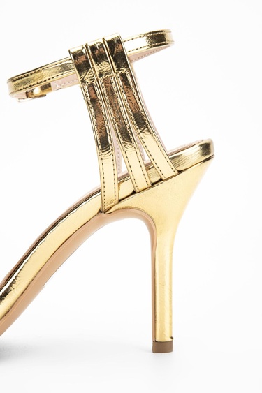  Valmenti Zeno Kadın Altın Hakiki Deri Topuklu Sandalet