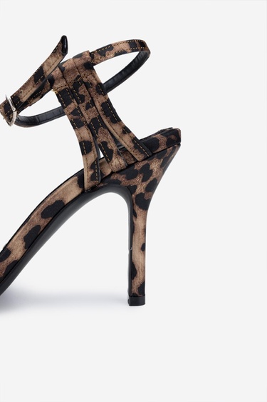  Valmenti Zeno Kadın leopar Hakiki Deri Topuklu Sandalet