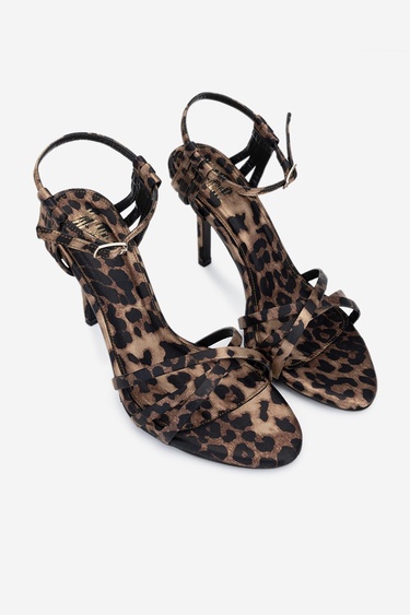  Valmenti Zeno Kadın leopar Hakiki Deri Topuklu Sandalet