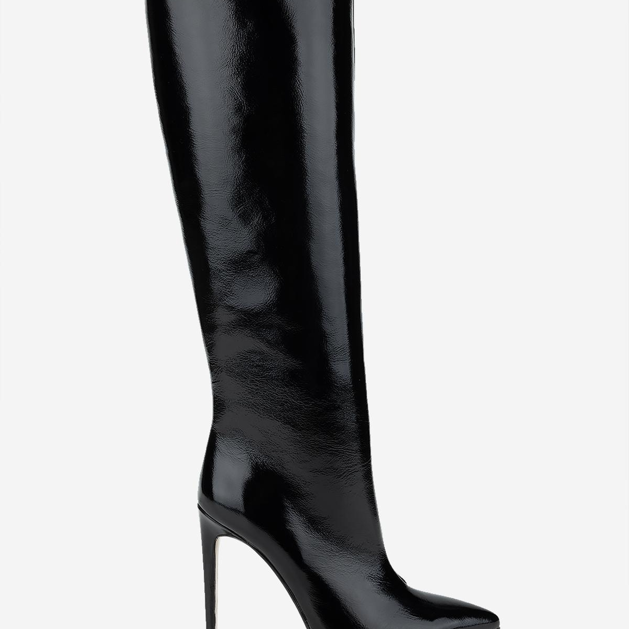 Valmenti Kadın Hakiki Deri Siyah Rugan Topuklu Çizme