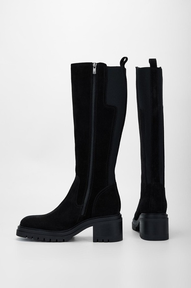  Valmenti Kadın Siyah Süet Hakiki Deri Çizme