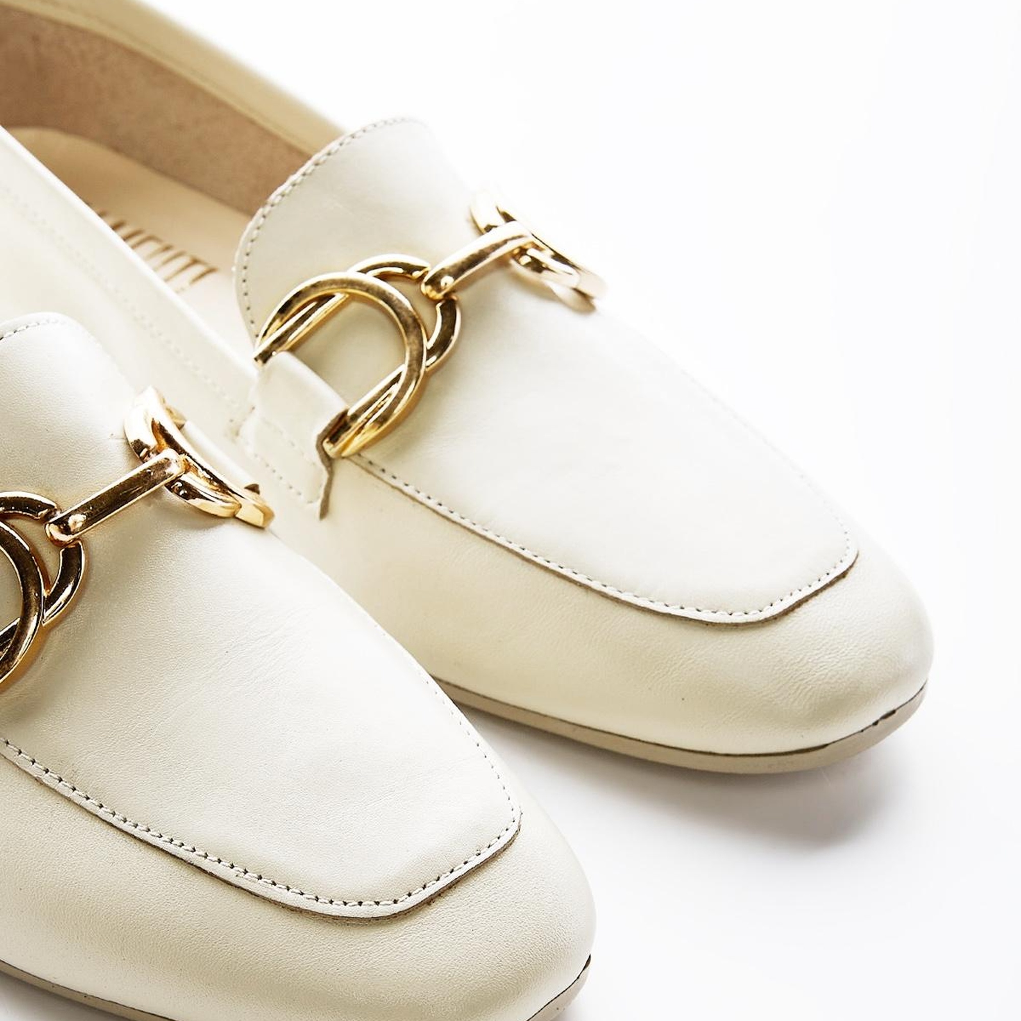 Valmenti Agathe Kadın Bej Hakiki Deri Loafer Ayakkabı