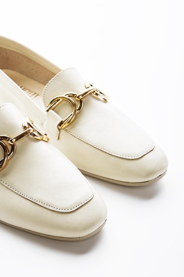  Valmenti Agathe Kadın Bej Hakiki Deri Loafer Ayakkabı