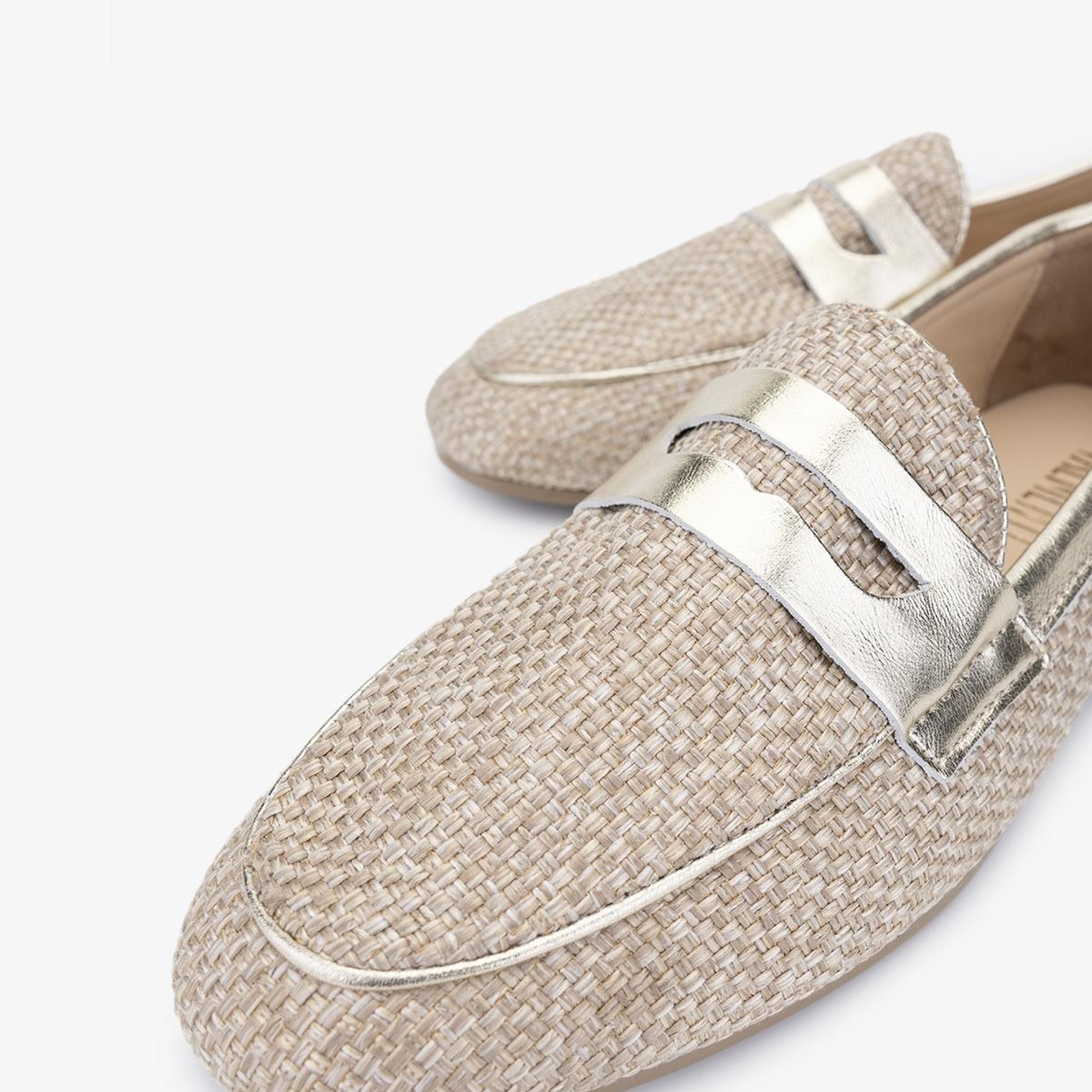 Valmenti Topy Kadın Naturel/Gold Deri & Tekstil Loafer Ayakkabı