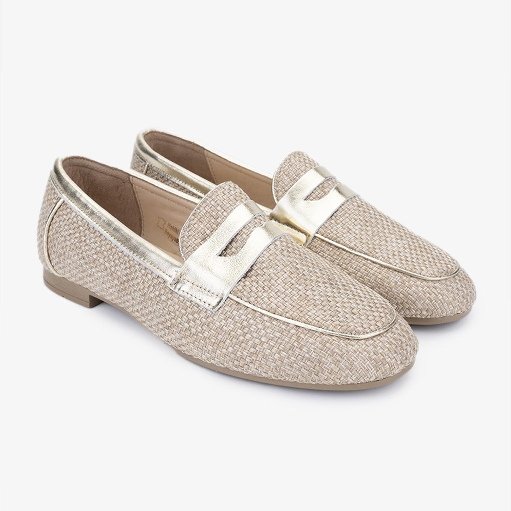 Valmenti Topy Kadın Naturel/Gold Deri & Tekstil Loafer Ayakkabı