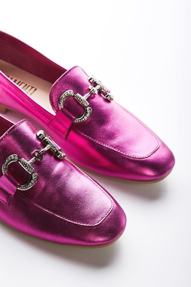  Valmenti Ester Kadın Fuşya Hakiki Deri Loafer Ayakkabı