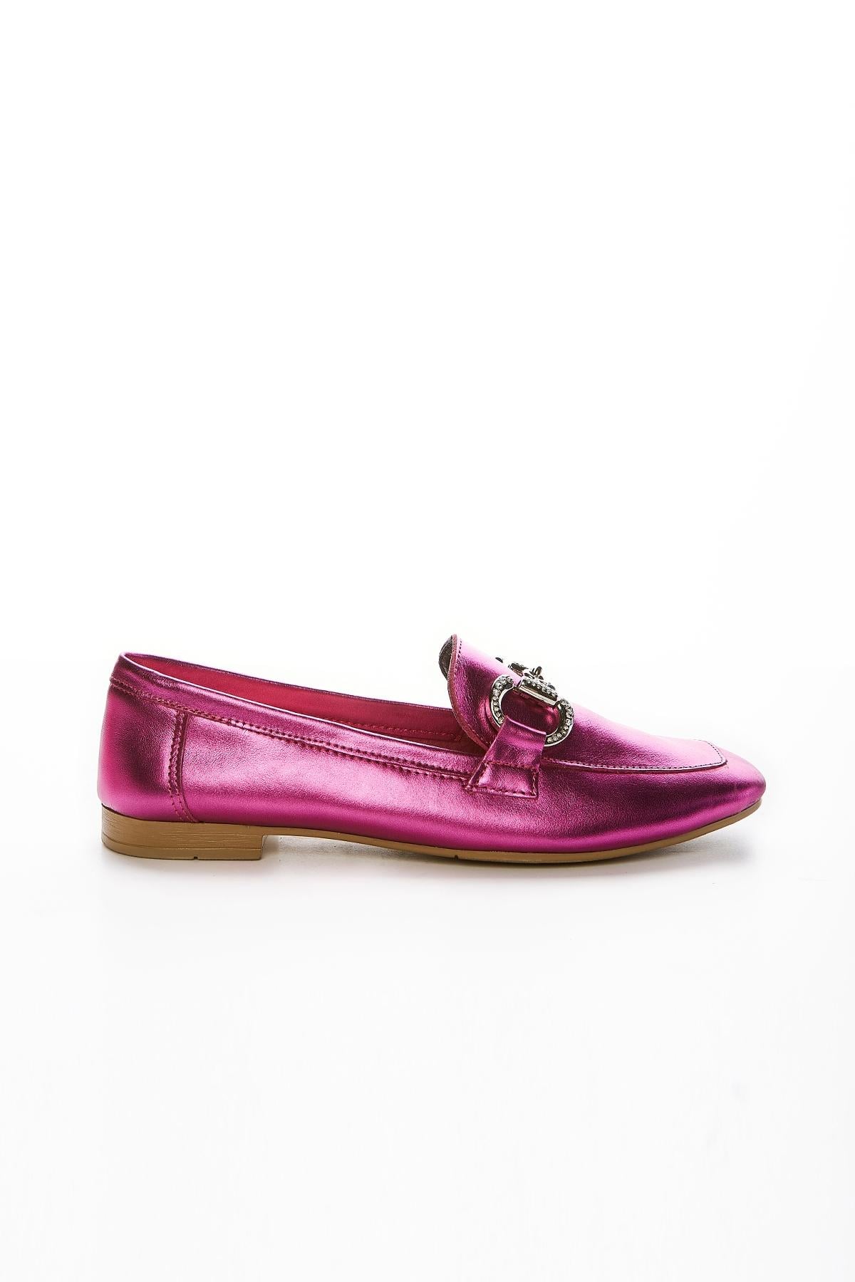  Valmenti Ester Kadın Fuşya Hakiki Deri Loafer Ayakkabı