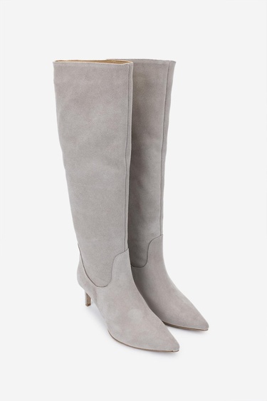  Valmenti Kadın Bej Süet Topuklu Çizme